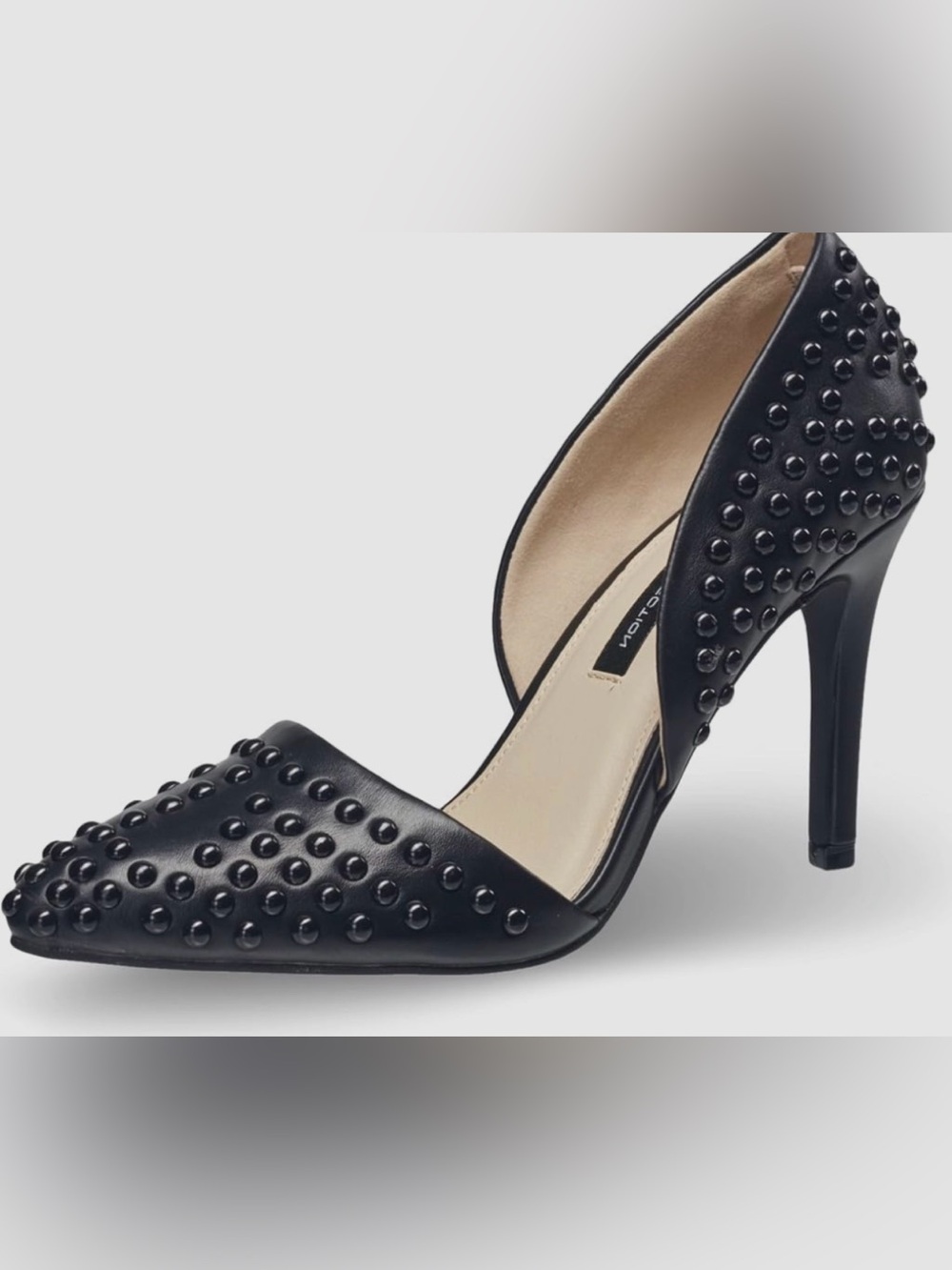 French Connection Black Studded Pointed-Toe Heel